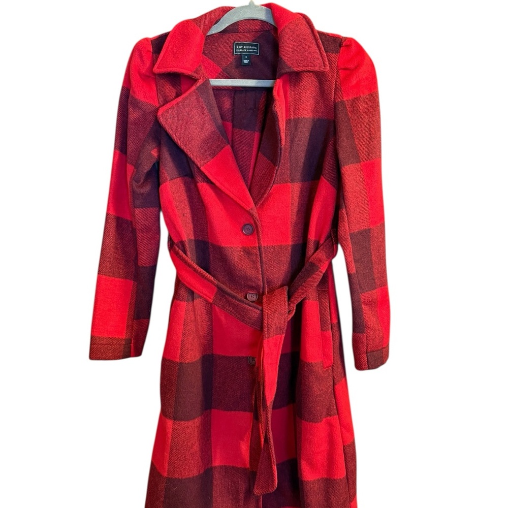 G by Giuliana Red and Black Plaid Coat